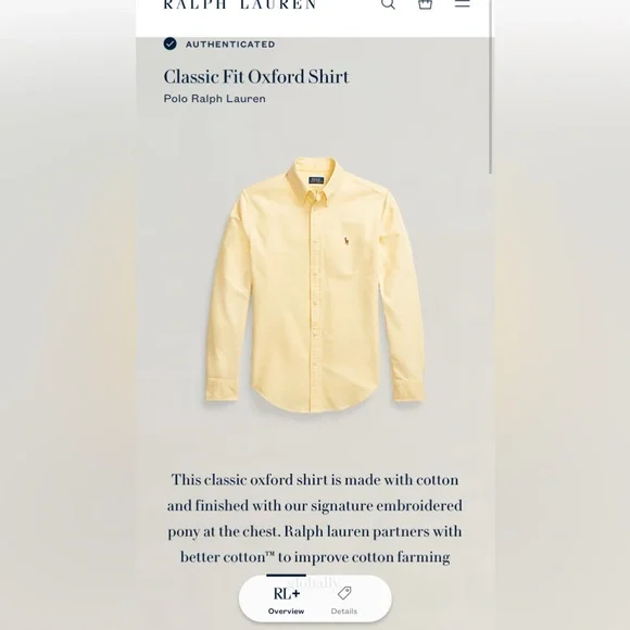 Polo Ralph Lauren Classic Fit Oxford Yellow Button Down Long Sleeve‎ Shirt Large - Picture 2 of 7